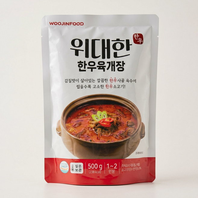 6위 - [우진식품] 위대한 한우 육개장 500g 한우사골육수 소고기 멸균 실온보관, 8개