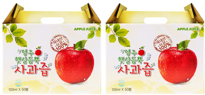 영주 햇살듬뿍 대용량 사과즙+4포 추가 증정, 100ml