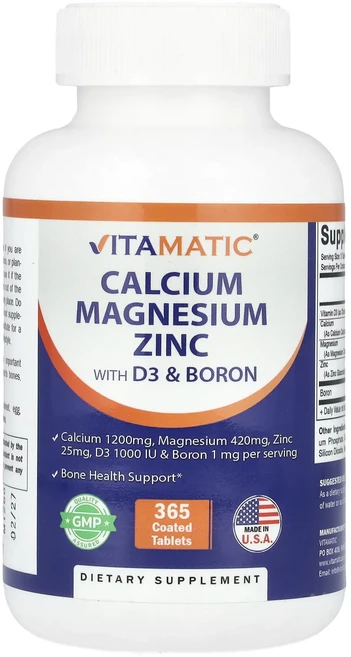 Vitamatic 칼슘 마그네슘 아연(D3 및 붕소 함유) 코팅 365정, Vitamatic칼슘마그네슘아연D3및붕소함유코팅365정, 1개 - 쿠팡