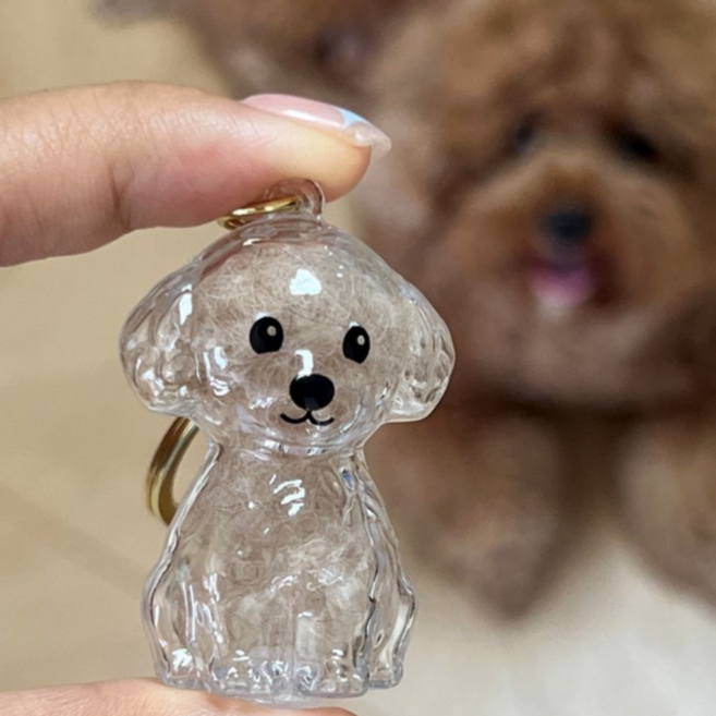 메모리펫 강아지 털 보관 캡슐 메모리얼 키링, 1개, 푸들/비숑/말티즈