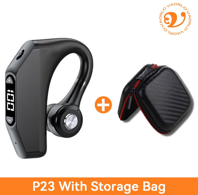 골전도보청기 노인보청기 소리증폭기 VAORLO 비즈니스 무선 이어폰 좌우 귀 HD 마이크가 있는 범용 이어후크 소음 제거 초장시간 대기 LED 디지털 디스플레이 Bluetooth, [08] P23 Black With Bag, 1개