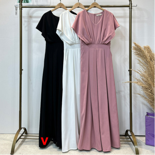 MYDRESS 荷葉袖長洋裝 婚禮尾牙穿搭, 黑色,S
