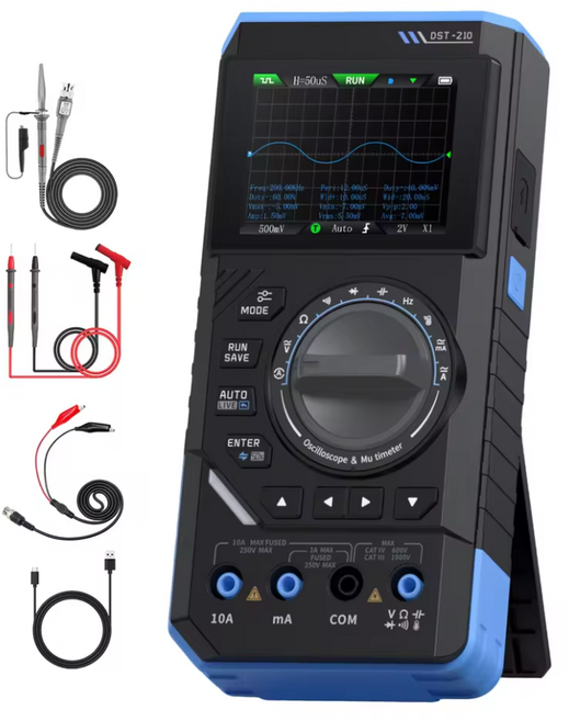 FNIRSI DST210 디지털 멀티미터 다기능 테스터기 3 IN 1 4.5비트 10MH 오실로스코프 신호 발생기, 1개
