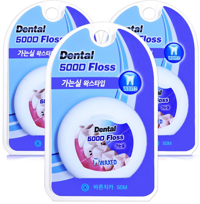 보성 바른치카 가는실 치실 500D 왁스 50mX3개 가장 얇은실 치간 치실, 3개, 1개입, 50m