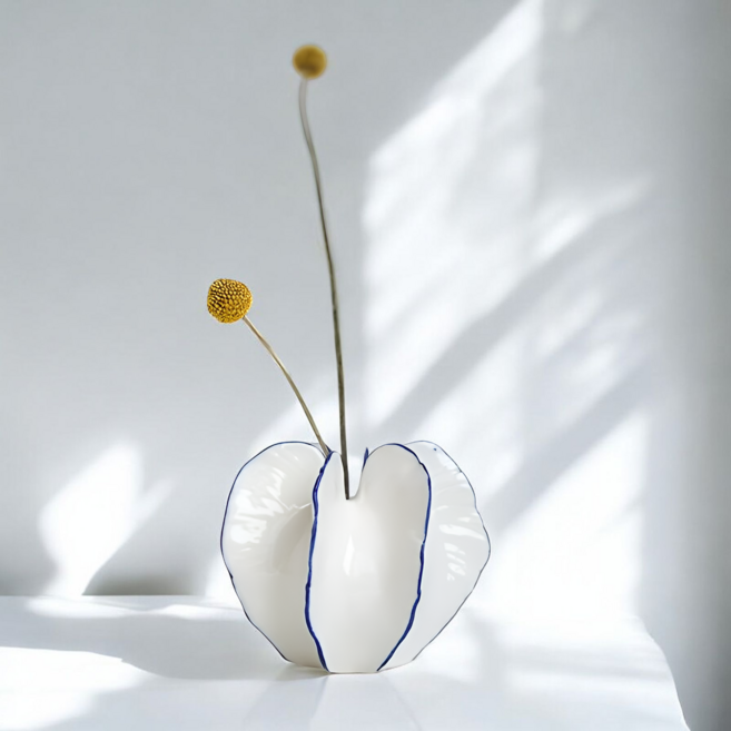 고급 세라믹 라인 패턴 도자기 화병 인테리어 꽃병 장식