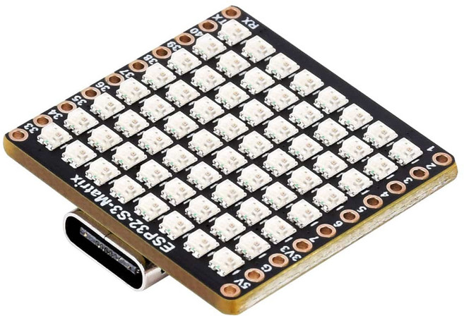 ESP32-S3 8x8 RGB LED 매트릭스 개발보드 WiFi BLE Type-C, 1개, ESP32-S3 Matrix + USB C 케이블