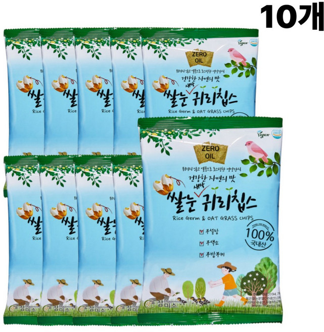 참미소 쌀눈귀리칩스 국내산 현미칩 쌀과자 임산부 할머니 요양원 탕비실 저당 저칼로리 다이어트 무설탕 무색소 무방부제 무첨가 겨울방학 건강과자, 60g, 10개