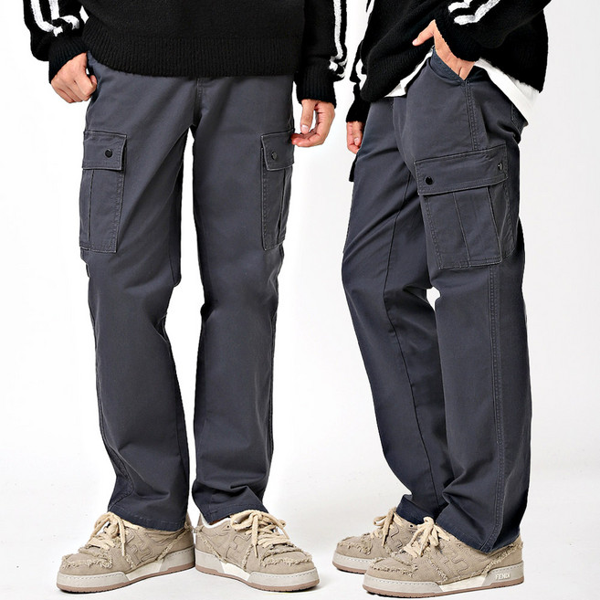 비브레이커스 남자 카고 바지 밴딩 스판 세미 와이드 면바지