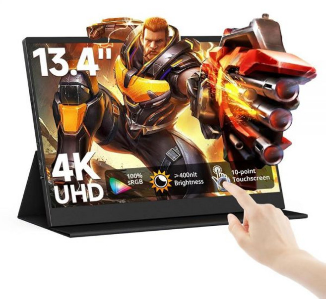 AYY 4k 휴대용 모니터 터치스크린 13.4인치 3840x2160초 스크린 100% sRGB 400cd HDR USB C 울트라 슬림 IPS 노트북 모니터 맥 스위치용, 60Hz/IPS/eyes care, 15.6 inch