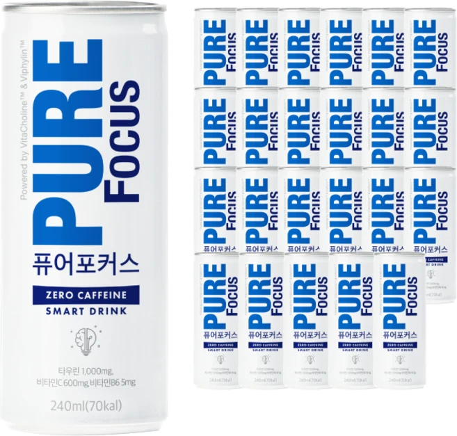 퓨어포커스 제로카페인 에너지 드링크 음료 24개, 240ml - 쿠팡