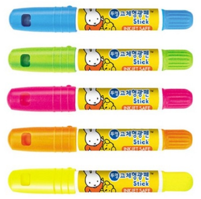 동아연필 고체형광펜세트 원형, 옐로우, 5개