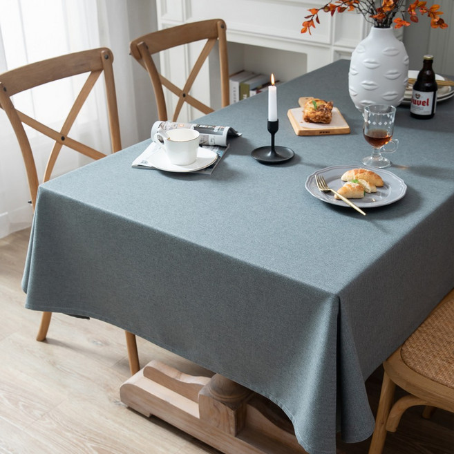 제이토리 린넨 방수 식탁보 테이블보 2인 4인 6인용, 그레이 무지, 정사각(130x130cm)