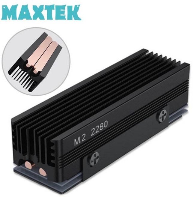 2280 M.2 듀얼 히트 구리 파이프 SSD NVME 방열판 블랙 맥스텍 MT587, 1개