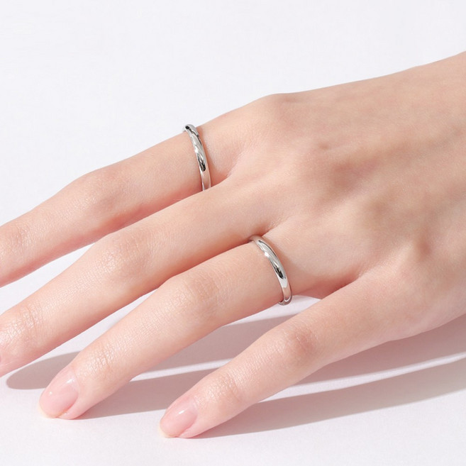 VARAM [1+1] 써지컬 316L 스틸 1.5mm 라운드 민자 엥게이지 레이어드링 실반지