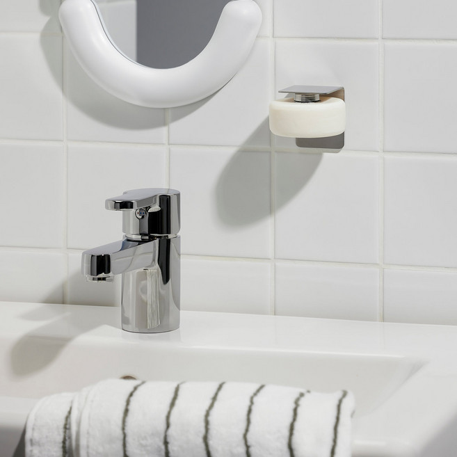 JAJU 간편 부착 스테인리스 자석 비누 걸이 437497, 1개, 스틸그레이