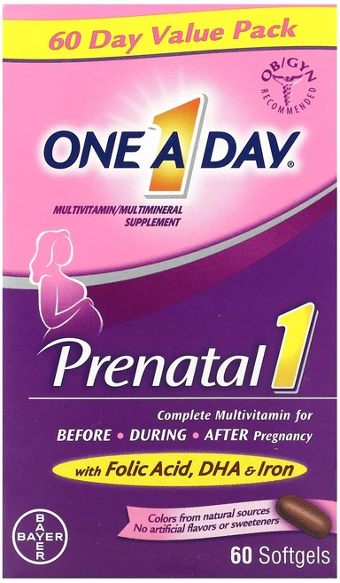 One-A-Day 임산부용 1 엽산 DHA 철분 함유 소프트젤 60정, OneADay임산부용1엽산DHA철분함유소프트젤60정, 1개 - 쿠팡