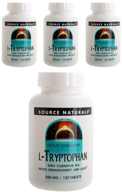 SOURCE NATURALS 左旋色胺酸&維生素B6錠 500mg, 120顆, 4罐
