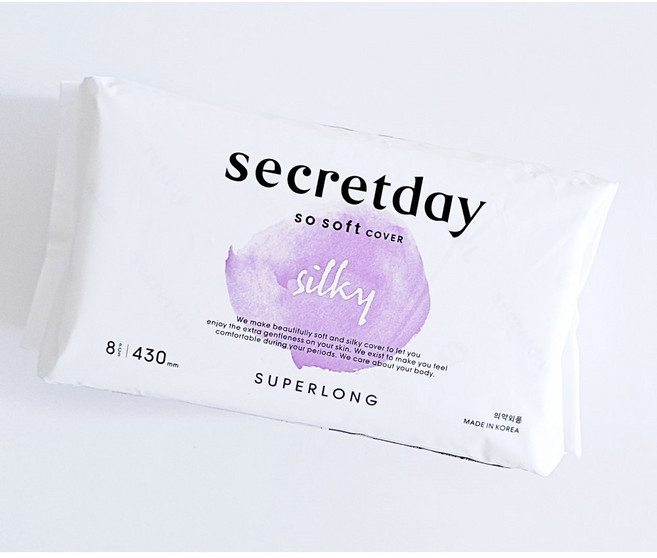 시크릿데이 리얼실키 생리대, 오버나이트, 8개입, 12개