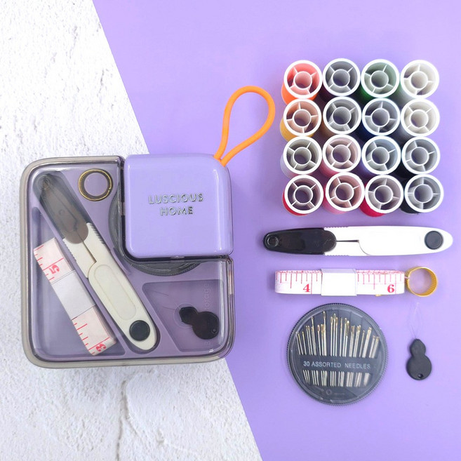 러셔스홈 반짓고리 반짇고리 바느질 세트, 1개, 라이트퍼플