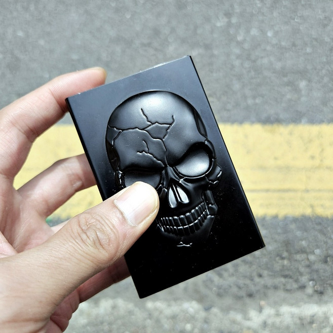 특이한 디자인 해골 일반형 담배 케이스, 해골(실버), 1개, 케이스(실버)