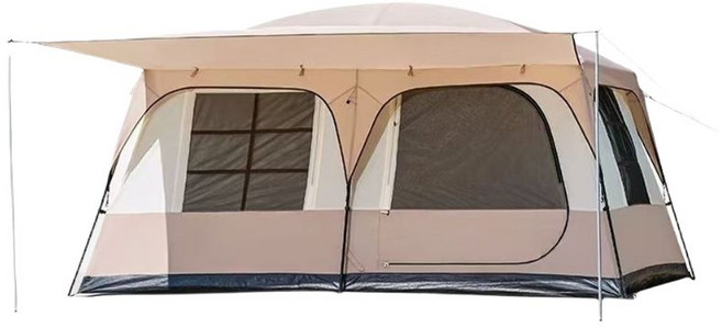 兩室一廳大帳篷 遮陽防曬 8-12人 防水面料 強韌抗風, 米白色-側開門兩室一廳-3/6人, 1個