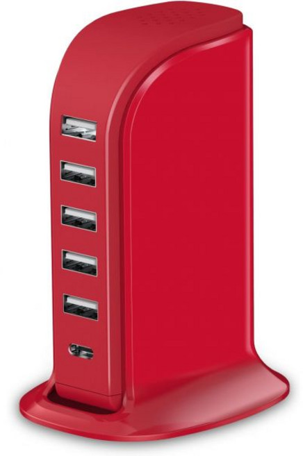 다중 장치용 충전소 40W Upoy 벽 충전기 블록 5 USB 포트 공유 6A 충전 허브 스마트 IC iPhone 태블릿 스마트폰용 타입-C 3A 타워 홈 오피스 용도, red charging station