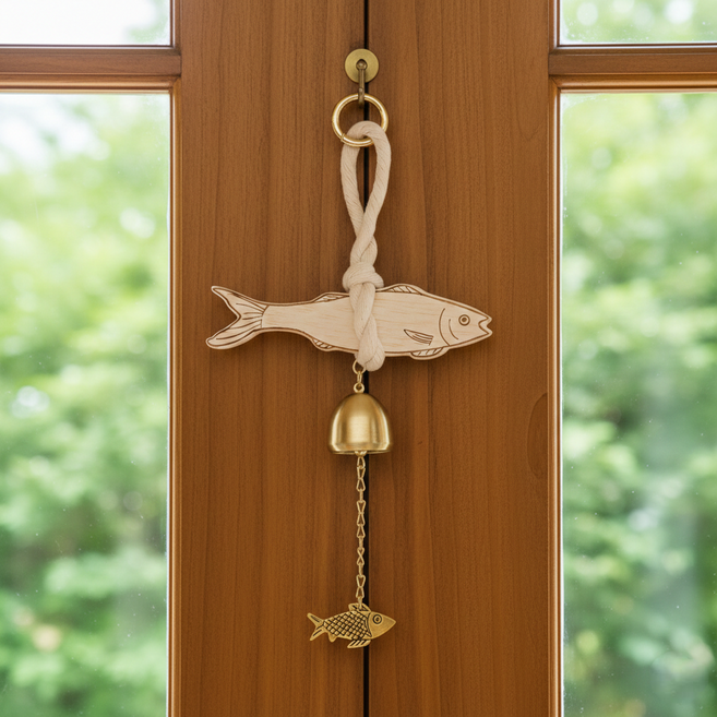 갱모아 집들이 개업 선물 액막이 명태 행운 도어벨, 내추럴