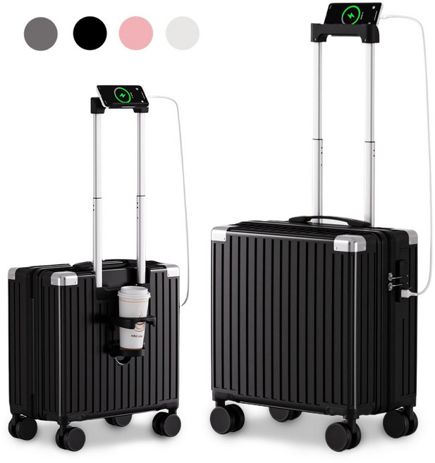 NewBoy 18인치 20인치 22인치 24인치 28인치 기내용 대형 하드 여행용 감성 하드 USB 미니 캐리어 수납 주머니 대용량 패션 남녀 공용 흰색 블랙 회색 분홍색