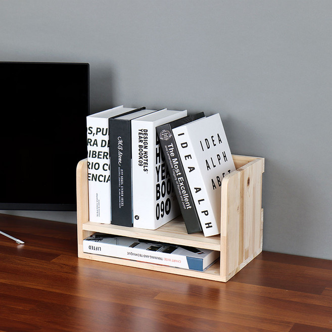 삼나무 원목 책상위 미니책꽂이 선반형, 단품, 상세 설명 참조
