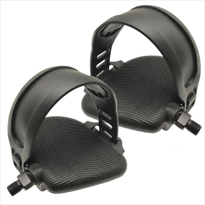 [RCM] 실내자전거 헬스자전거 스트랩 좌우페달 - 일반자전거 사용가능 패달, 1세트, 블랙