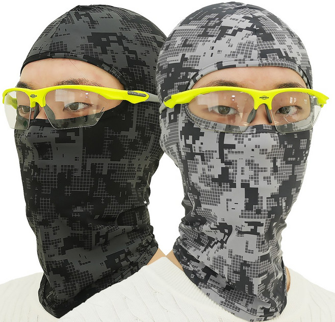 1+1 쿨 스킨 여름 바라클라바 자전거두건 여름 복면, 블랙+그레이