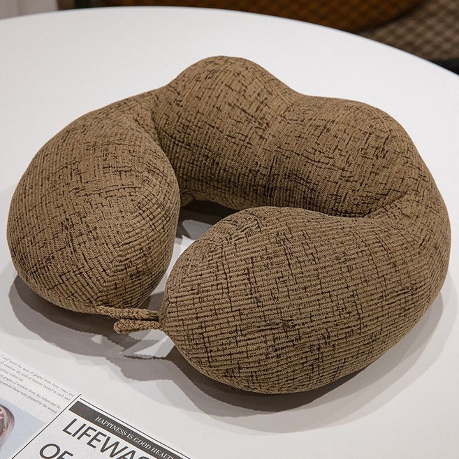 旅行便攜U型護頸枕 高鐵飛機睡覺頭枕 靠枕, 1個, 咖啡色YS燈芯絨U型枕