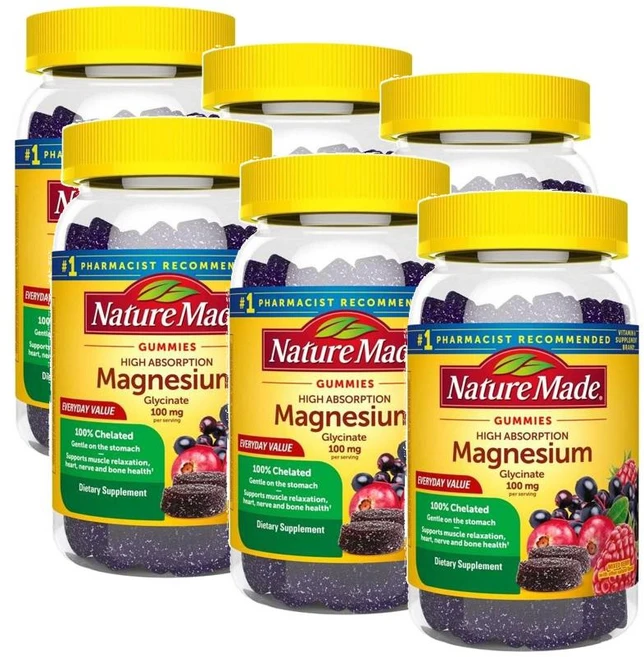 네이처메이드 마그네슘 글리시네이트 100mg 구미 젤리 Nature Made Magnesium Glycinate Gummies, 6개, 50정 - 쿠팡