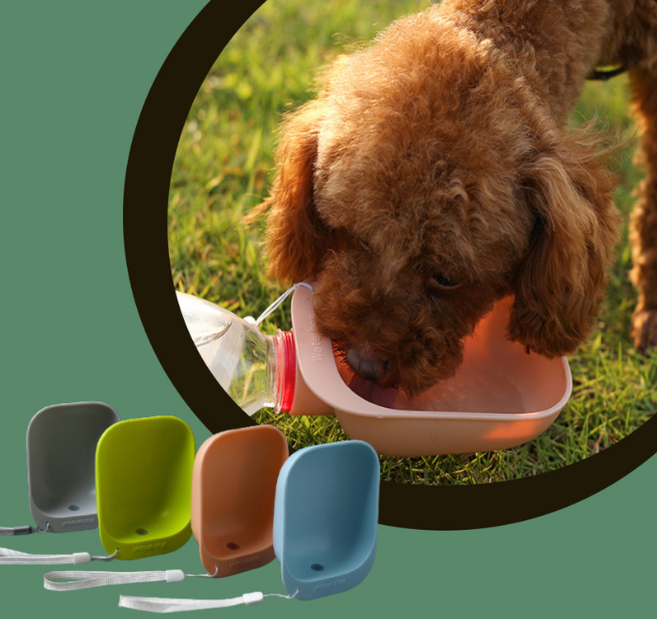외출용 이동식 반려동물 물그릇 정수기 급수기 음수대 강아지 휴대용 캠핑용 산책 물통, 그린, 1개