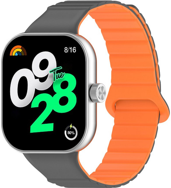 더조은셀러 샤오미 레드미 워치4 호환 엠보싱 마그네틱 스트랩, 그레이 오렌지