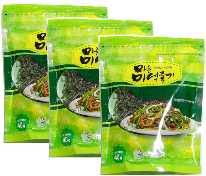 믿고먹는 국내산 마른 미역줄기 1세트 건어물 마른미역 해초 해산물, 40, 3개