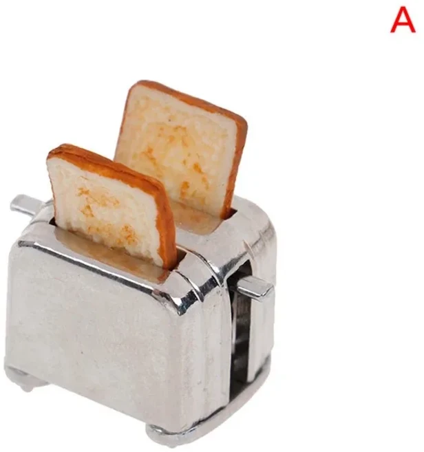 인형 집 미니 빵 기계 토스트 기능 포함 미니어처 인형 집 액세서리 귀여운 장식 토스터 1/12 스케일, 02 A