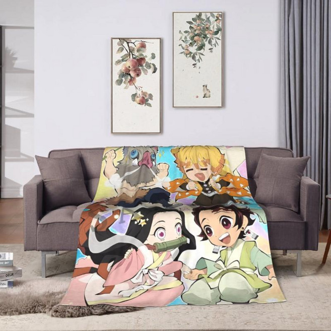 애니메이션 귀멸의 칼날 토미요카 기유 담요 플리스 장식 통기성 소파 여행용, 1개, A. 40x30inch