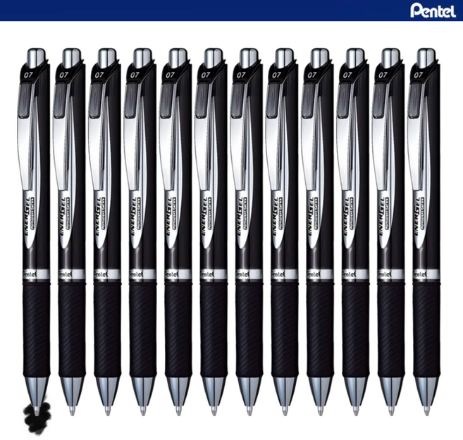 [펜텔] 에너겔 퍼머넌트 볼펜 0.7mm, 검정, 12개