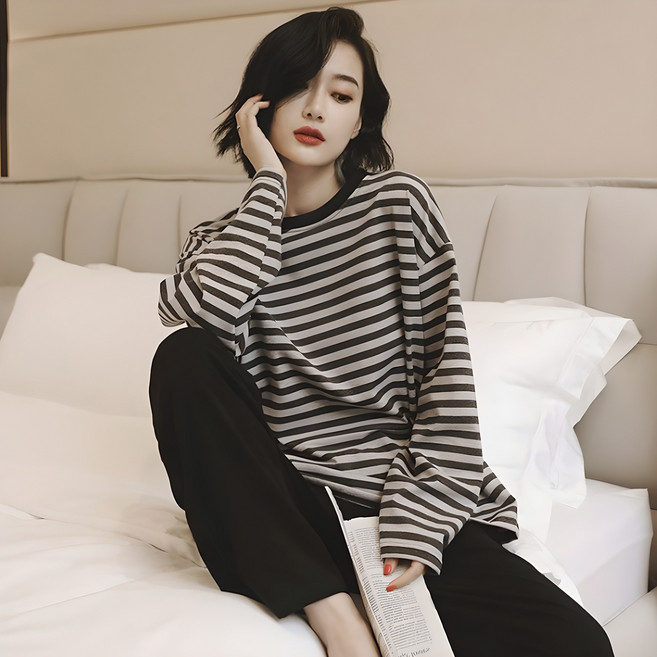 수엠더블유 스트라이프 긴팔 잠옷 상하 단세트 C151