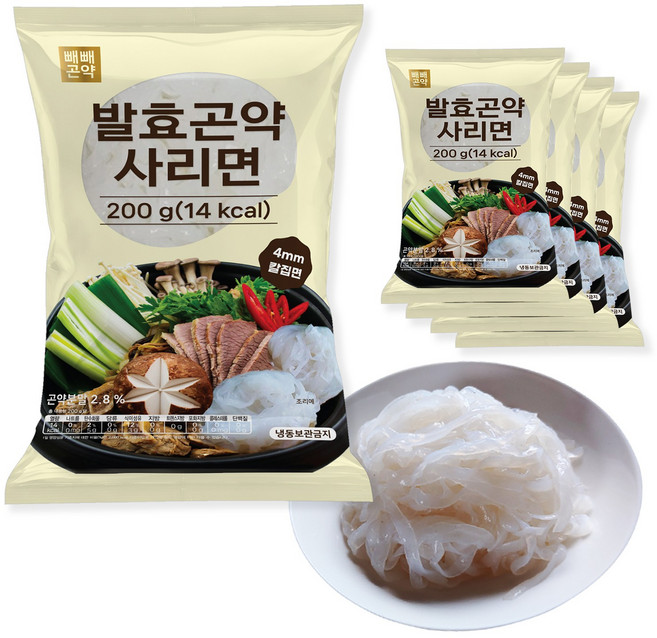빼빼곤약 발효곤약사리면 (100g당 7kcal), 200g, 5개
