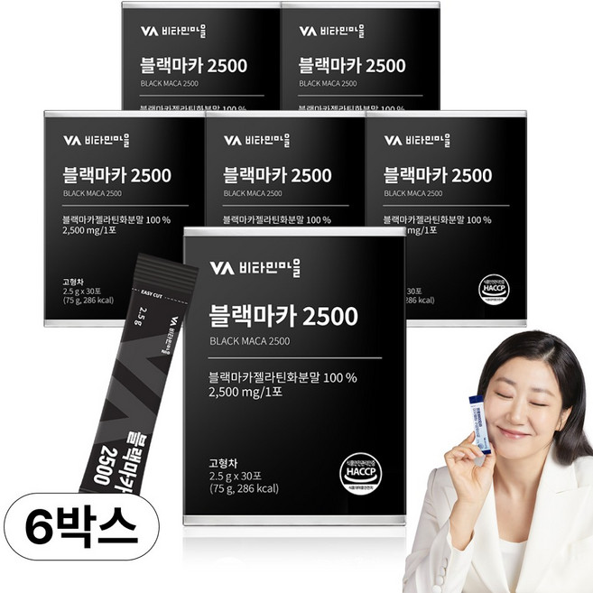 비타민마을 블랙마카 2500 분말 스틱, 75g, 6개