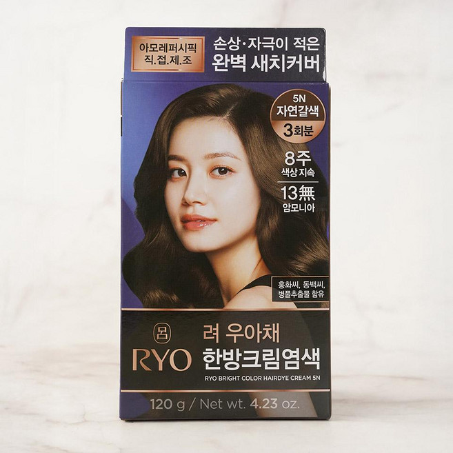 려 우아채 멋내기 새치 염색제, 자연갈색(5N)/, 5개