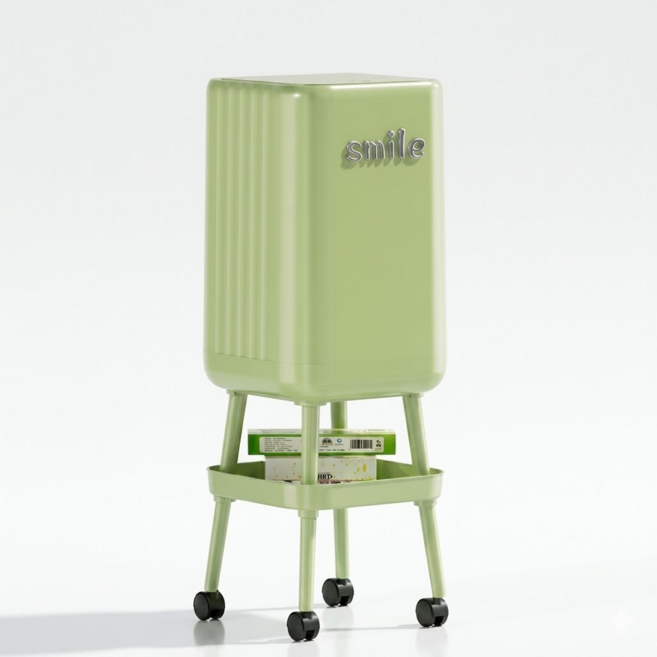 OnB 키높이 쓰레기통 리빙 인테리어 휴지통 스탠딩형 분리수거함, 그린(Green)