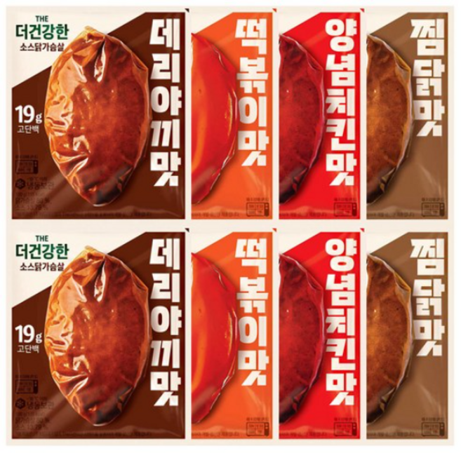 더건강한 닭가슴살냉동100g (데리야끼+떡볶이+양념치킨+찜닭), 2세트, 100g
