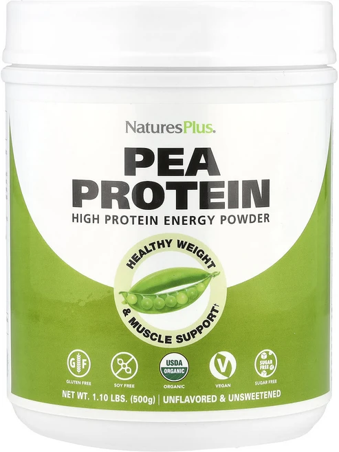 NaturesPlus 유기농 완두콩 단백질 분말 무맛 500g(1.10lbs), NaturesPlus유기농완두콩단백질분말무맛500g11, 500g, 1개 - 쿠팡