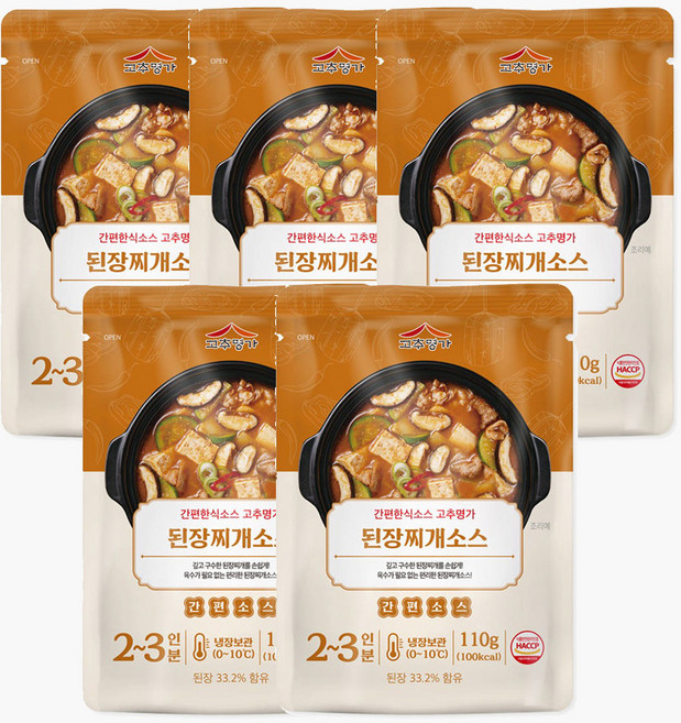 고추명가 된장찌개 소스 110g x 5개, 5