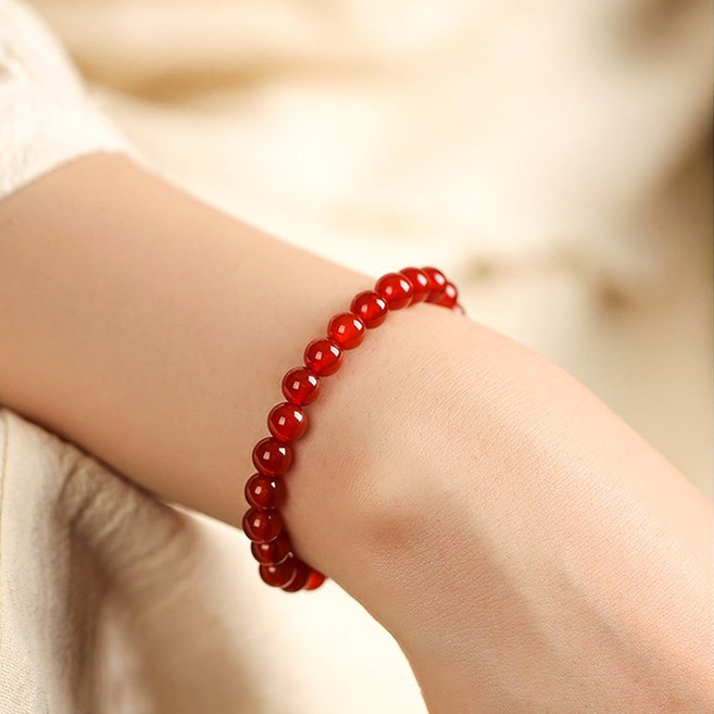 천연 특급 홍마노 팔찌녀 염주 외줄 팔찌 선물