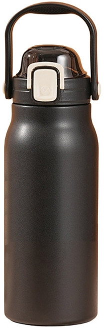 뚜껑이 있는 단열 커피 머그컵 1300ML 보온병 물병 진공 플라스크 스테인리스 스틸 소재, Black, 1개