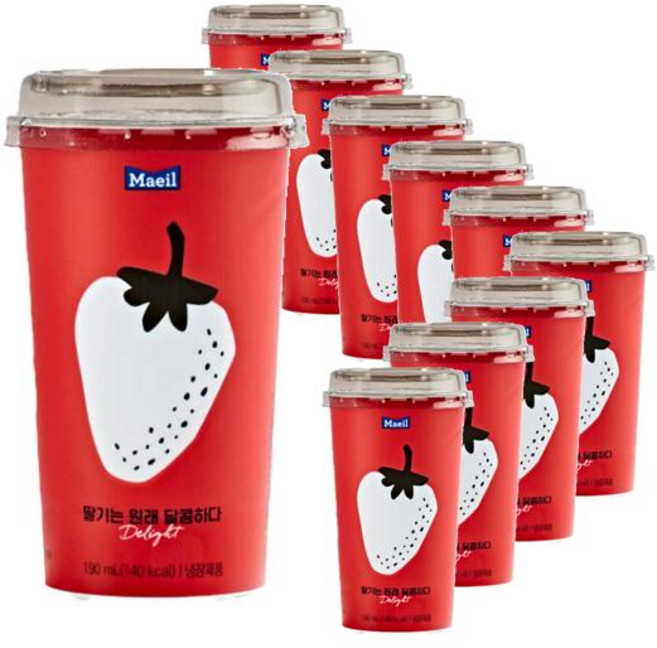매일 딸기는 원래 달콤하다_냉장 팬트리 냉장 190ml 10개 1세트, 1.9L